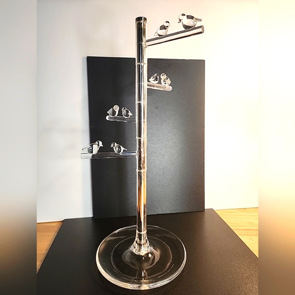 UMBRA Acrylic Bird Jewelry Tree Stand Holder Display 4 Rotating Tiers Organizer